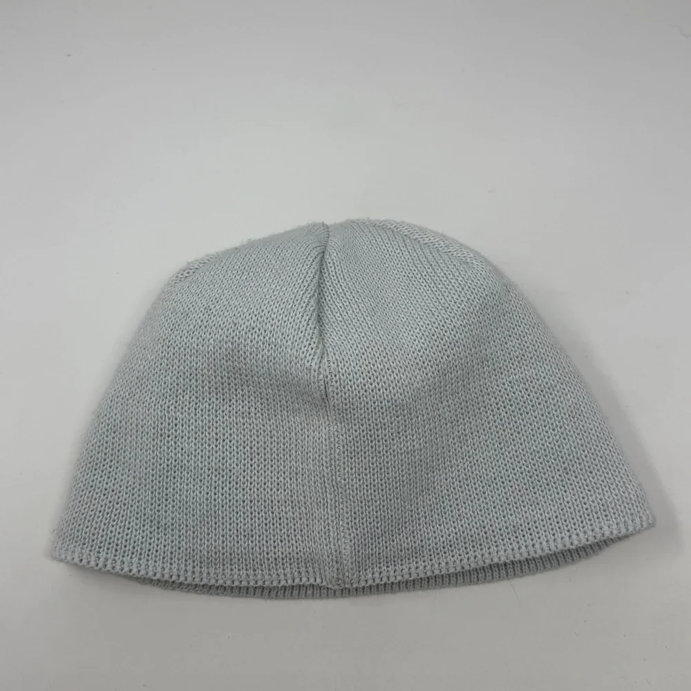 The North Face Light Grey Knit Fleece Lined Beanie Skull Cap Embroidered Logo